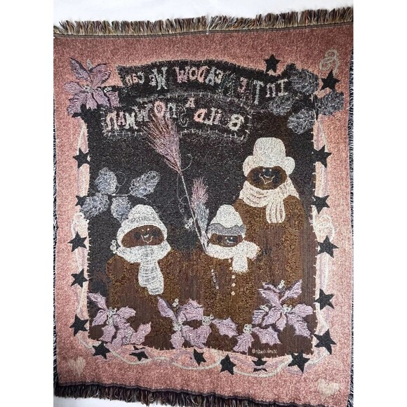 Woven Christmas/Winter Throw Blanket Snowmen By Jamie Carter 50 in x 60 Fringe - Picture 13 of 13